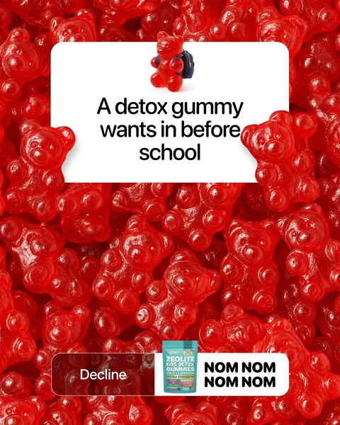 Zoyava static ad: a detox gummy wants in before school